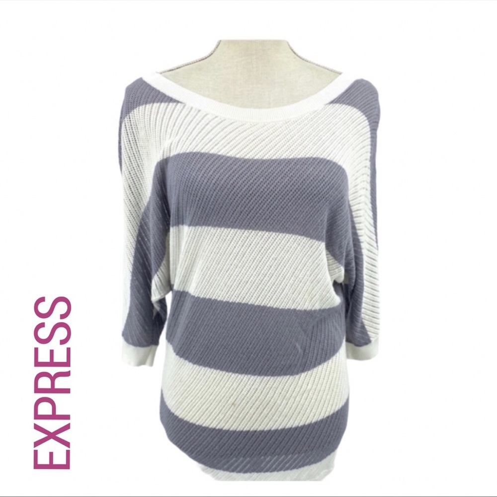 EXPRESS Purple and Cream Long sleeve knit top 🛍️